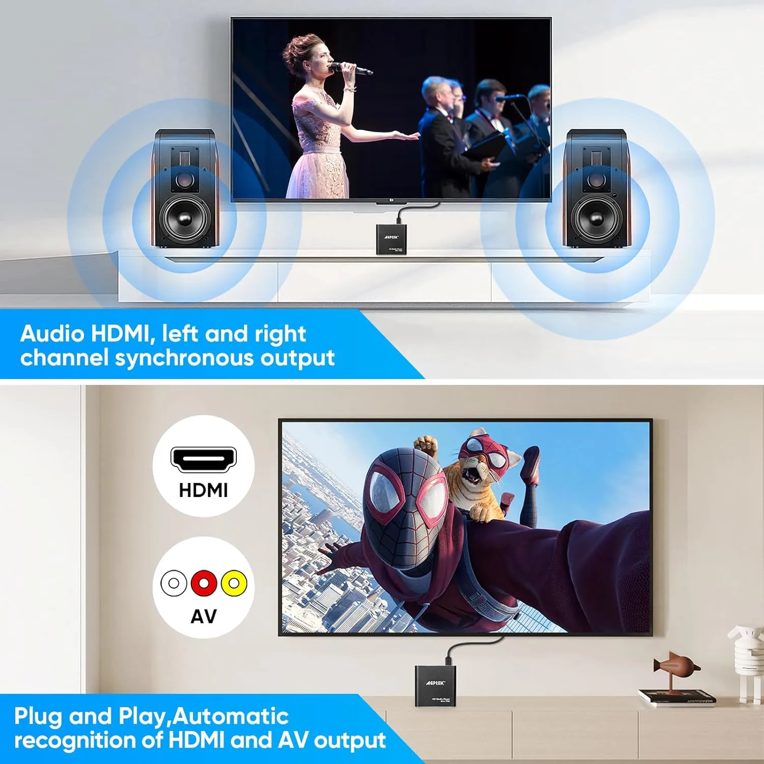 HDMI Media Player, Black Mini 1080p for -MKV/RM- HDD USB Drives and SD Cards