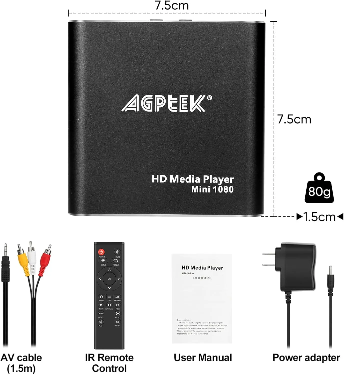 HDMI Media Player, Black Mini 1080p for -MKV/RM- HDD USB Drives and SD Cards
