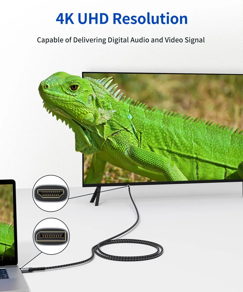 JSAUX 4K DisplayPort to HDMI Cable 2M