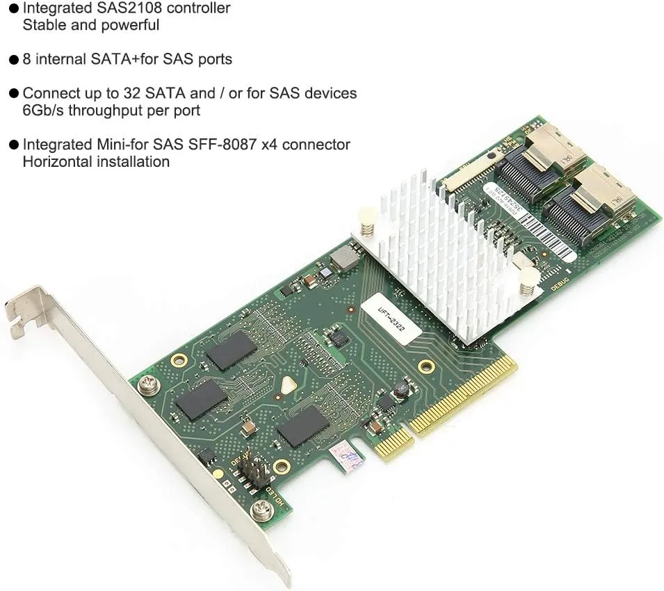 SAS SATA Ports Controller RAID Card for Fujitsu LSI 9261‑8i SAS Array Card 512M Support RAID5/6 6T Hard Disk