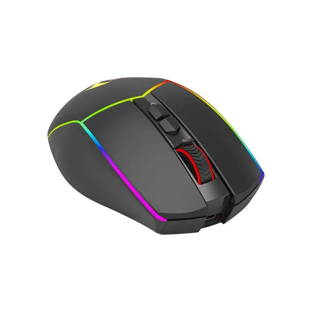 Redragon M814 AXE PRO RGB Tri-Mode 2.4G/USB-C/Bluetooth Rechargeable Gaming Mouse, 8,000 DPI - Black
