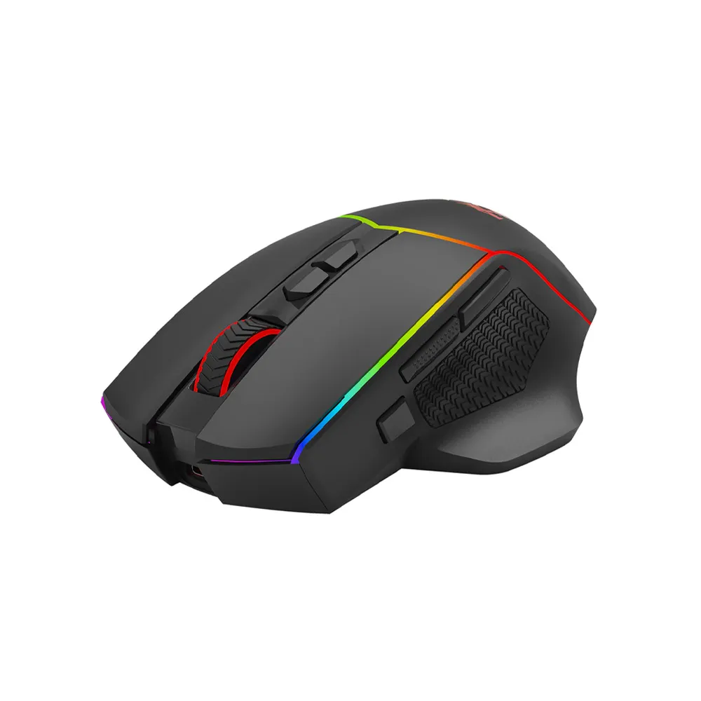 Redragon M814 AXE PRO RGB Tri-Mode 2.4G/USB-C/Bluetooth Rechargeable Gaming Mouse, 8,000 DPI - Black