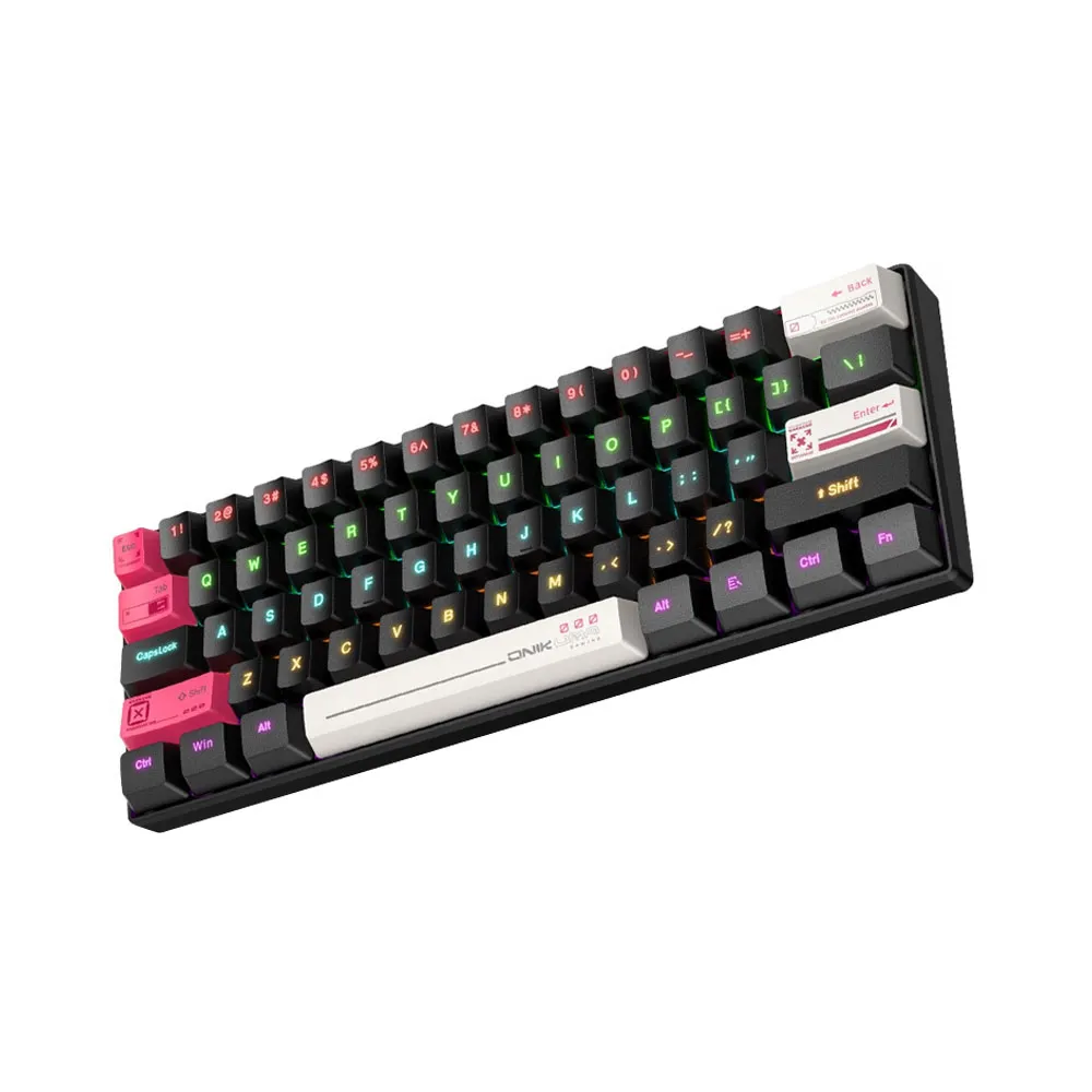 ONIKUMA G55 %60, 61 Keys RGB Colorful Lighting Wired Gaming Mechanical Keyboard, Brown Switch - Black