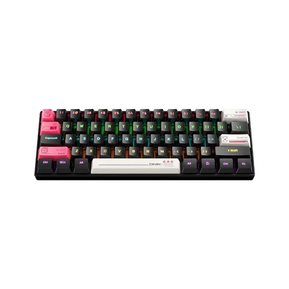 ONIKUMA G55 %60, 61 Keys RGB Colorful Lighting Wired Gaming Mechanical Keyboard, Brown Switch - Black