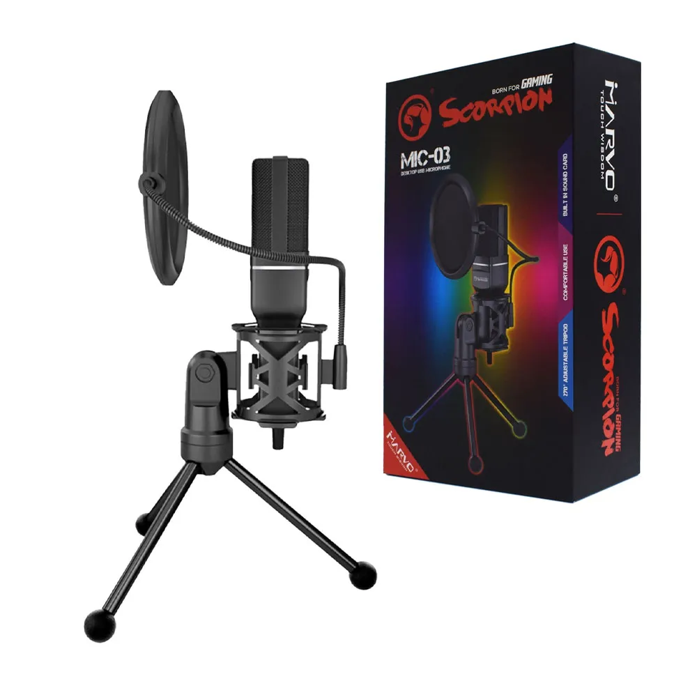MARVO Scorpion MIC-03 USB RGB Gaming Microphone - Black