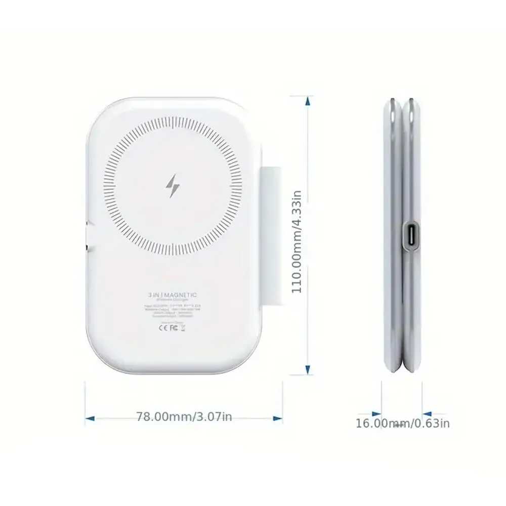 3-in-1 Foldable Magnetic Wireless Charger with Stand 15W PD Fast Charging