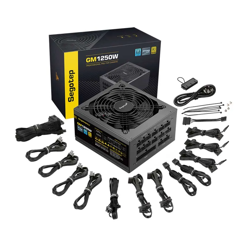 Segotep 1250W ATX 3.0 Gaming Power Supply, 80+ Gold Certified Dual PCIE 5.0 PSU Fully Modular, 12VHPWR Cable, Silent Fan