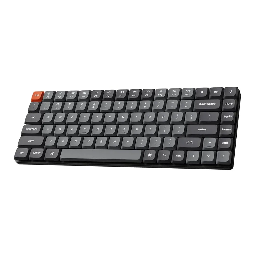 Keychron K3, 84 Keys Ultra-Slim Wireless Bluetooth/USB Wired Mechanical Keyboard, LED Backlit, Low-Profile, Red Switch - Black