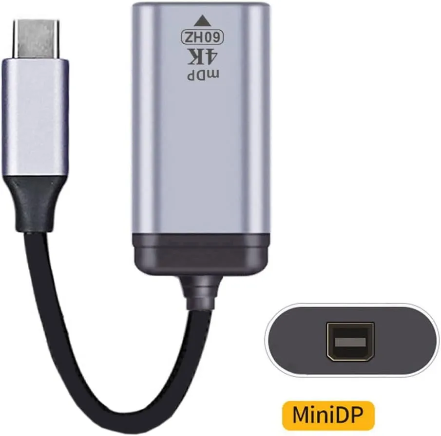 USB Type-C to Mini DisplayPort Adapter 4K 60hz for Tablet & Phone & Laptop
