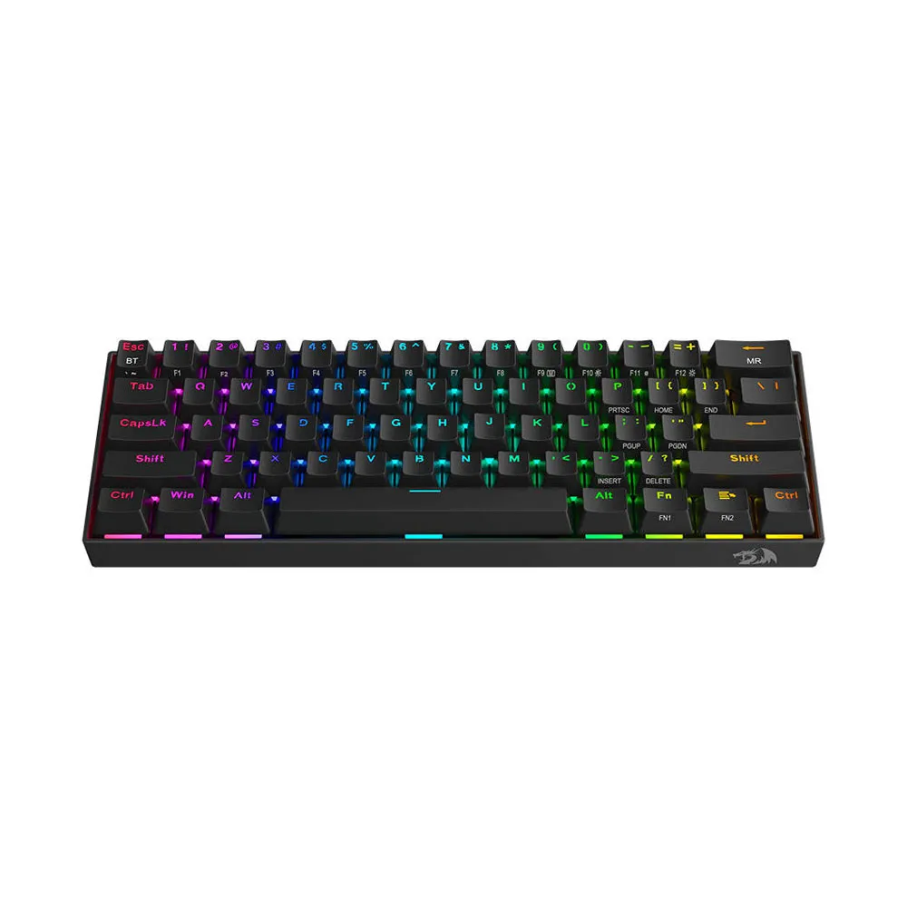 Redragon K530 Draconic Pro 60% Wireless RGB Mechanical Gaming Keyboard, Bluetooth, Wired 3-Mode, 61 Keys, w/Hot-Swap Socket, Brown Switches - Black