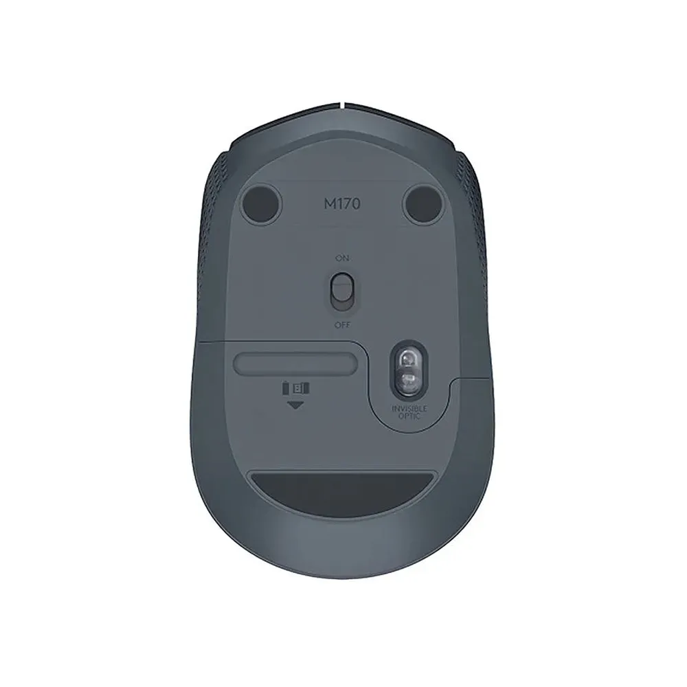 Logitech M170 Wireless Mouse, 2.4 GHz with USB Nano Receiver, 1000DPI, Optical Tracking, 12-Months Battery Life, Ambidextrous, PC / Mac / Laptop - Grey