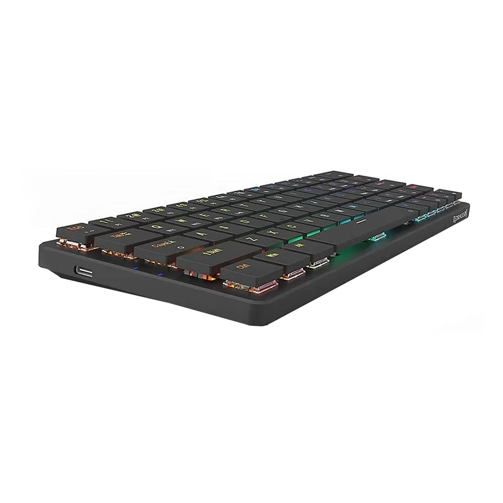 Redragon Elise Pro K624P-KBS Mechanical Gaming Keyboard RGB LED Backlit 63 Key Wired/Wireless and Bluetooth Low Profile, Blue Switches - Black