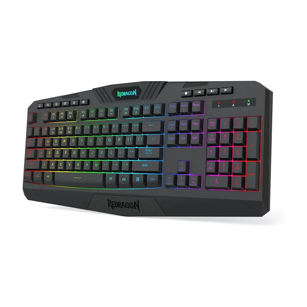 Redragon K503 Gaming Keyboard, Wired, Multimedia Keys, Silent USB Keyboard with Wrist Rest, RGB LED Backlit, Macro Recording
