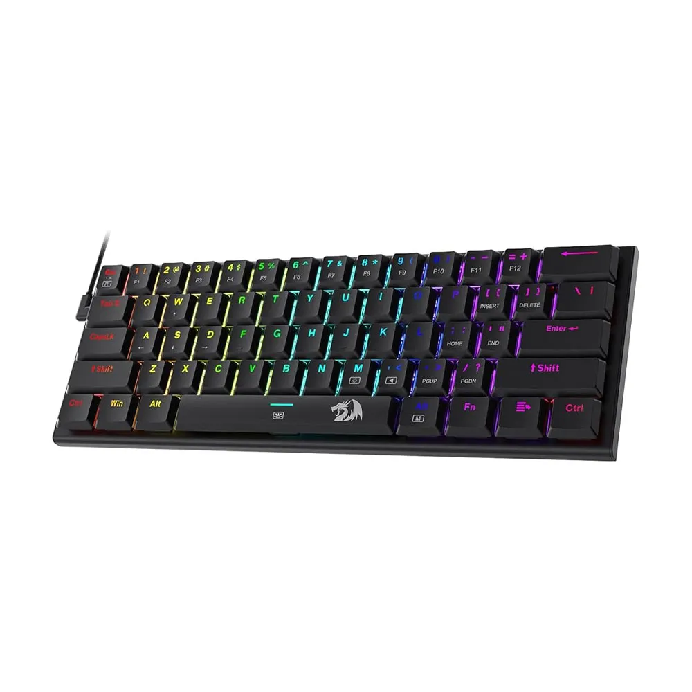 Redragon K614 Anivia 60% Ultra Thin Wired Mechanical Keyboard, Slim Compact 61 Keys RGB Gaming Keyboard, Linear Red Switches - Black
