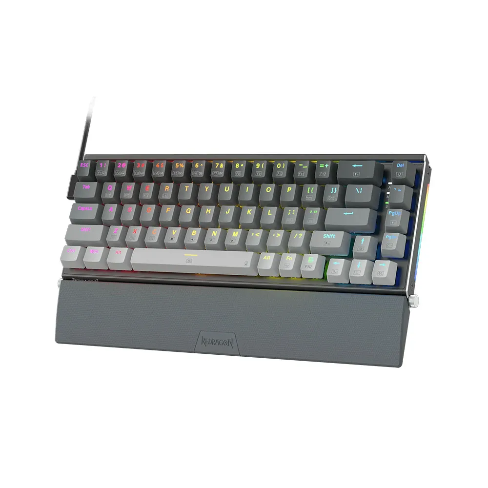 Redragon Shaco K641G-GW-RGB 60% Aluminum Hot-Swappable Mechanical Wired Gaming Keyboard, Red Switch - Grey