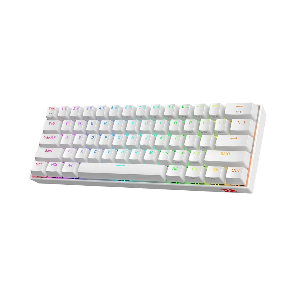 Redragon K530 Draconic Pro 60% Wired RGB Mechanical Keyboard, 3-Mode 61 Keys Compact Gaming w/Hot-Swap Socket, Tactile Brown Switch - White