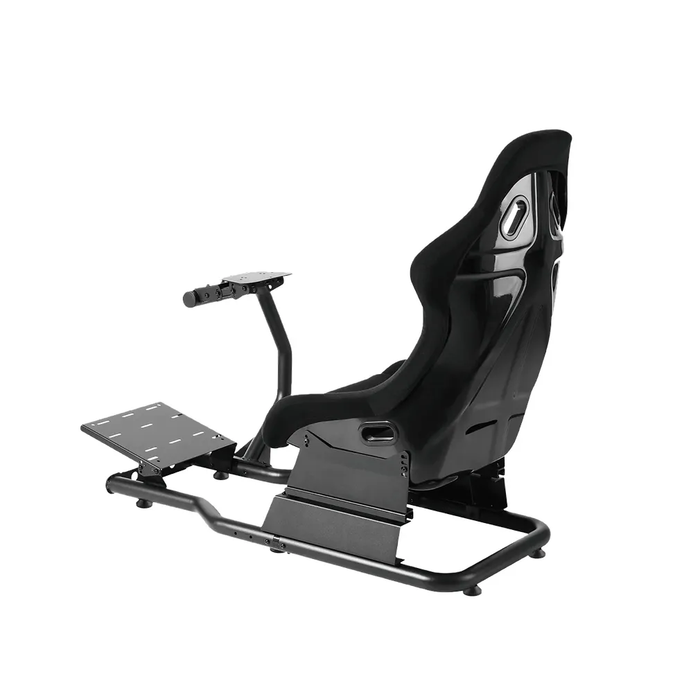 GAMEON Pro Racing Simulator Cockpit With Gear Shifter and Racing Wheel Mount - Black