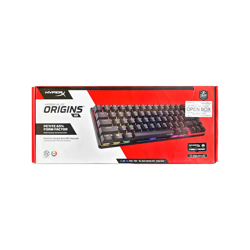HyperX Alloy Origins 65 - Mechanical Gaming Keyboard, Compact 65% Form Factor, Linear Red Switch, RGB LED Backlit - Black - OPEN BOX