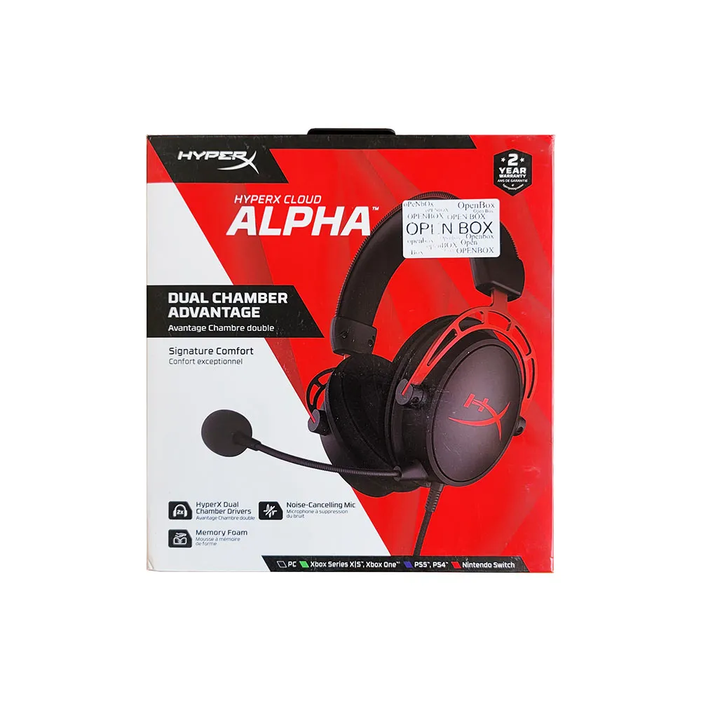 HyperX Cloud Alpha - Gaming Headset, 7.1. Surround, Multi Platform Audio Control, 3.5mm, Wired - Open Box