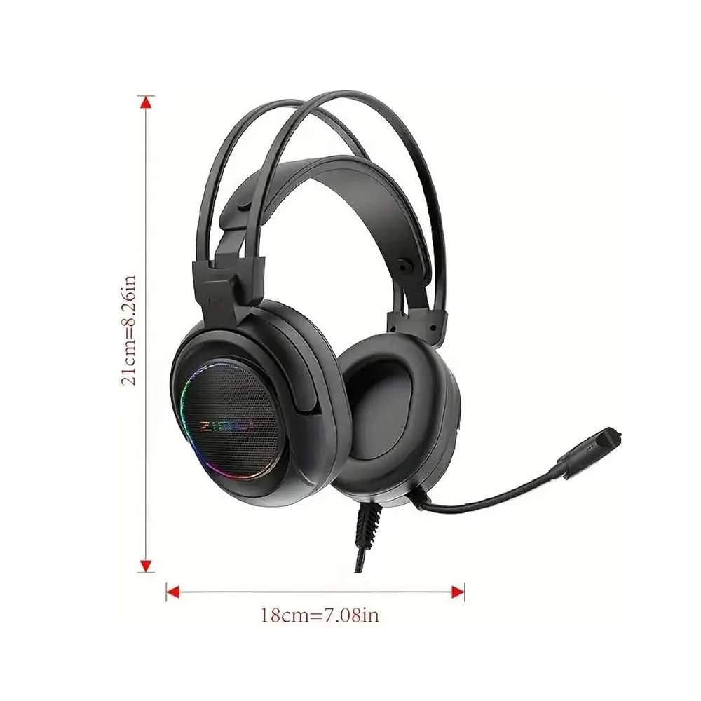 ZIDLI L4 PRO RGB USB Gaming Headset - 7.1 surround sound Headphone USB - RGB Side LED With Mic For PC/PS - Black