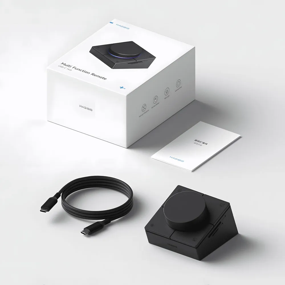 Hagibis Knob USB C Hub With Shortcut Buttons, RGB Type-C Docking Station with 4K@60Hz HDMI, 100W PD, 5Gbps USB-C, 2 USB3.0, 2.5G RJ45, AUX, SD/Micro SD3.0