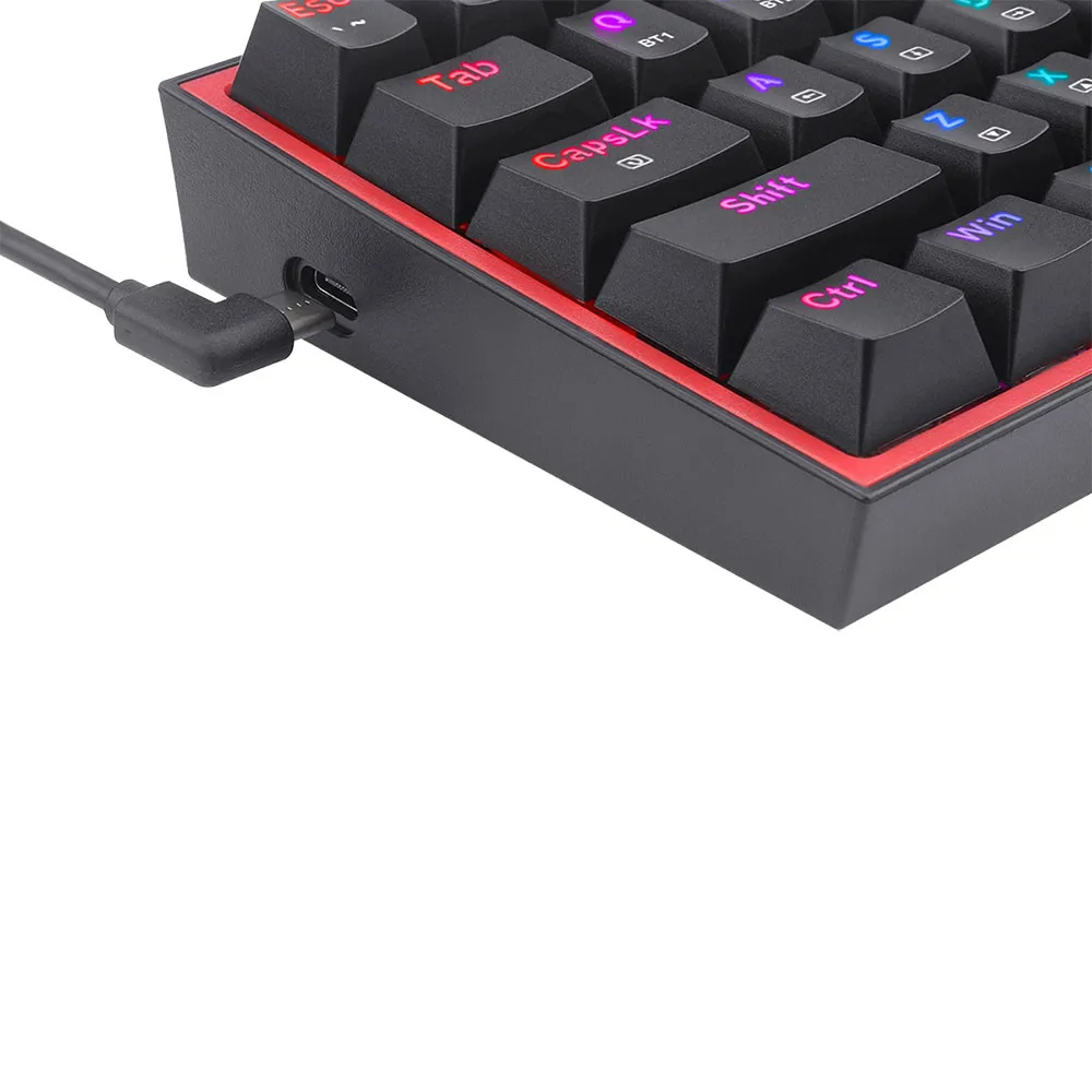 Redragon Fizz Pro K616-RGB Bluetooth %60, 2.4G, 61 Keys, Wired RGB Mechanical Gaming Keyboard, Red Switch - Black