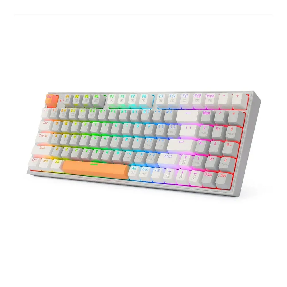Redragon Kitava K636GWO-RGB V2 Wired Mechanical Gaming Keyboard, 94 Keys, RGB Backlight, Red Switch - White and Grey