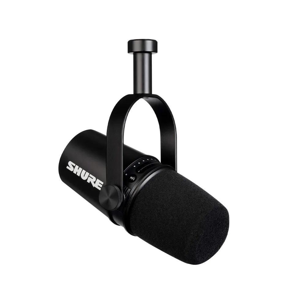 Shure MV7 USB Podcast Microphone, Built-In Headphone Output, All Metal USB/XLR Dynamic Mic, Voice-Isolating Technology - Black