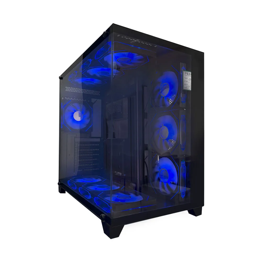 Manmu Mid Tower Double Chamber Gaming Case +10 RGB Fans - Balck