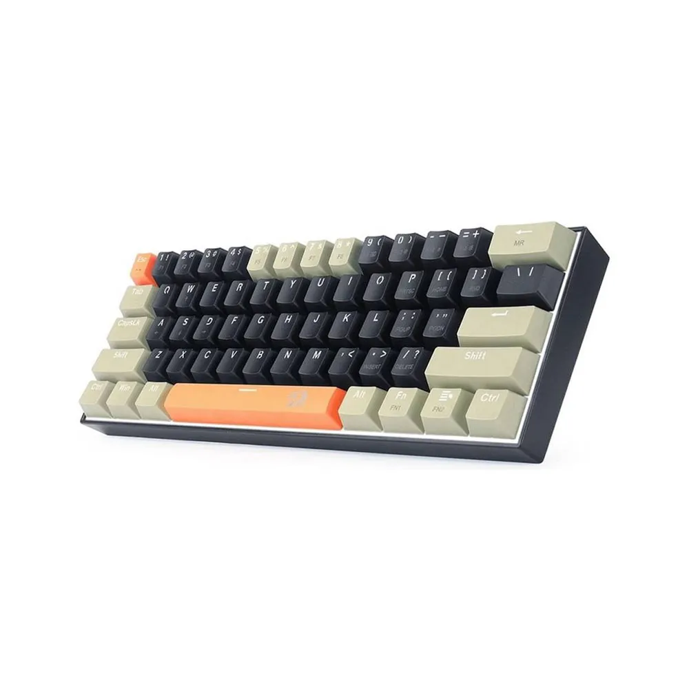 Redragon K606 Lakshmi 60% Mechanical Keyboard, 61 Keys, Detachable Wired Type-C Cable, Blue Switch, White Backlit -OG&GY&BK