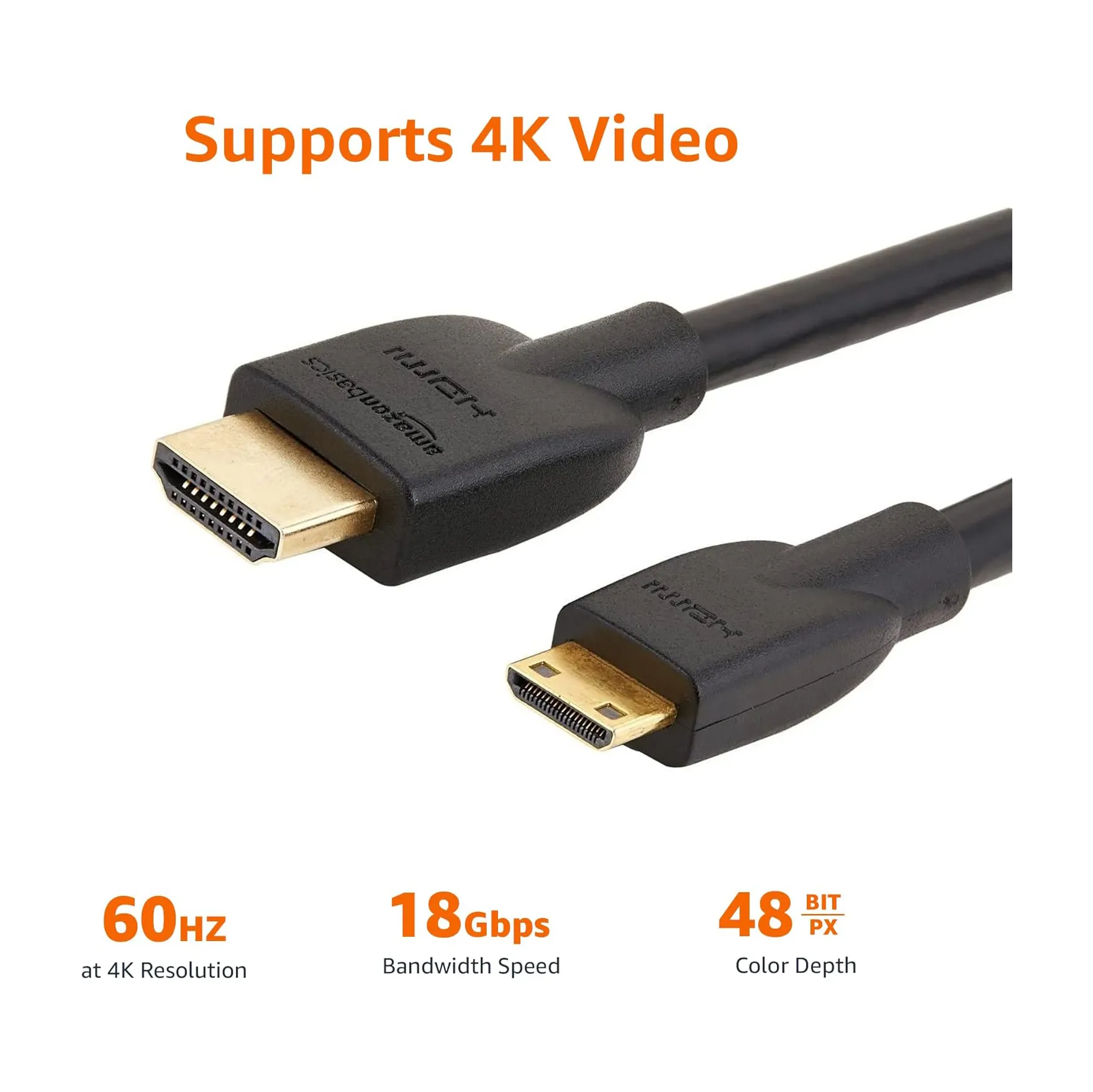 Amazon Basics High Speed Mini HDMI (Source) to HDMI (Display) Cable, 1.8 m, Black