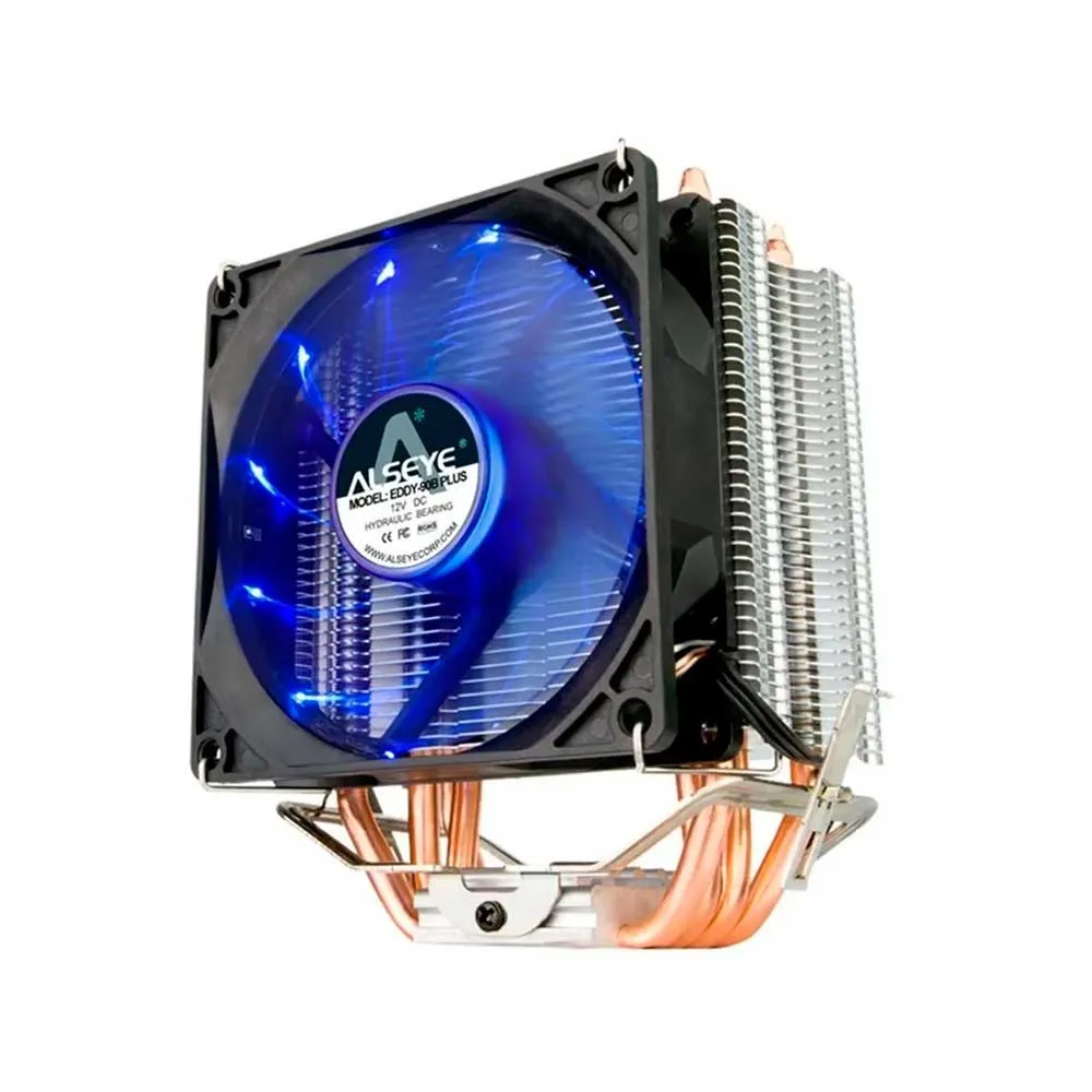 ALSEYE EDDY-120RD CPU Cooler for Computer 4 Dual Heatpipes Aluminum Heatsink with Dual 120mm Red LED PWM 4 Pin Fans TDP 220W - Black