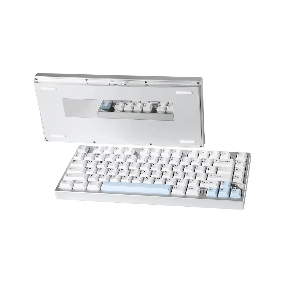 YUNZII AL75 PRO 75% Wireless Mechanical Gaming Keyboard, Full Aluminum CNC, BT/2.4G/Wired, Custom RGB Backlight, Programmable for Mac/Win - White & Blue