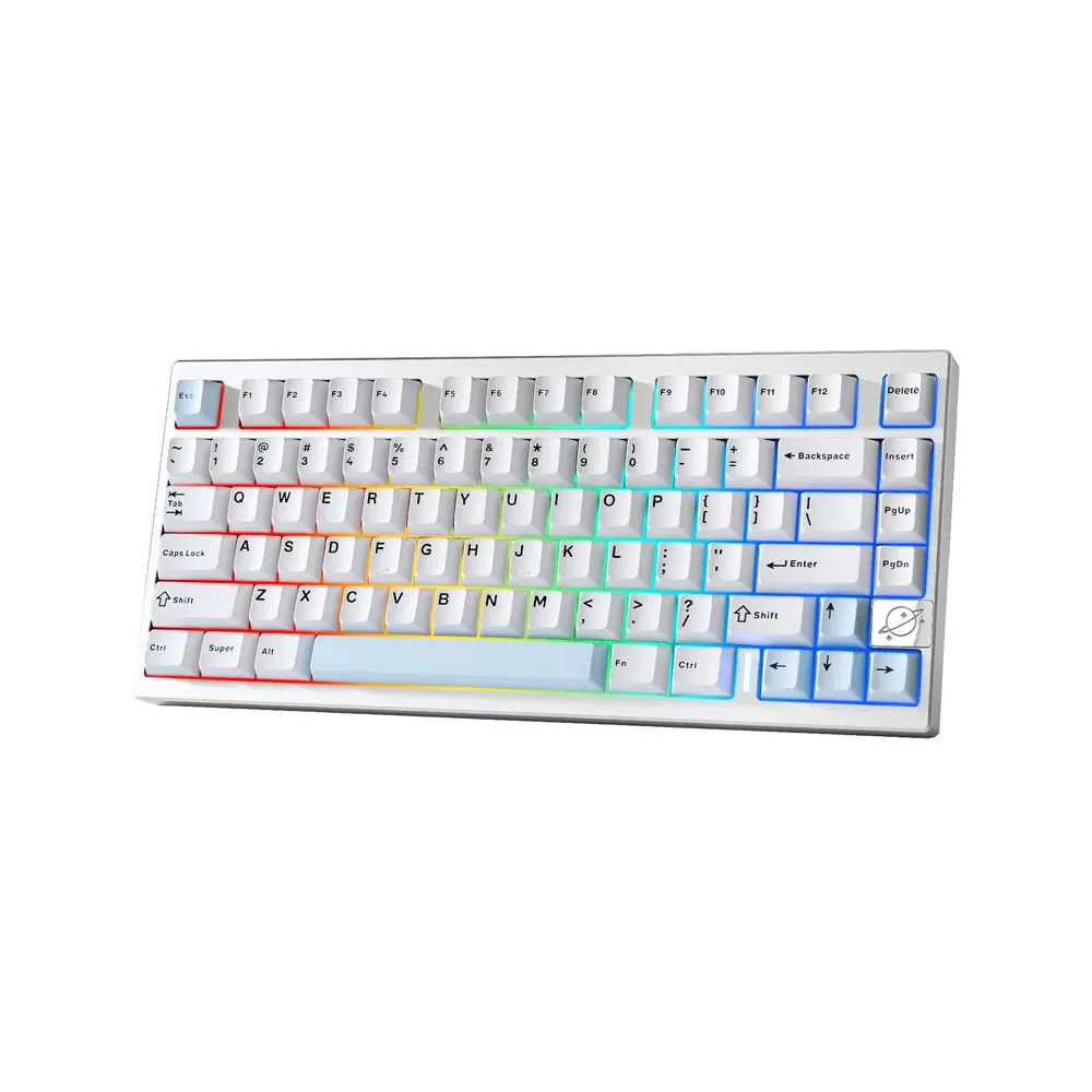 YUNZII AL75 PRO 75% Wireless Mechanical Gaming Keyboard, Full Aluminum CNC, BT/2.4G/Wired, Custom RGB Backlight, Programmable for Mac/Win - White & Blue