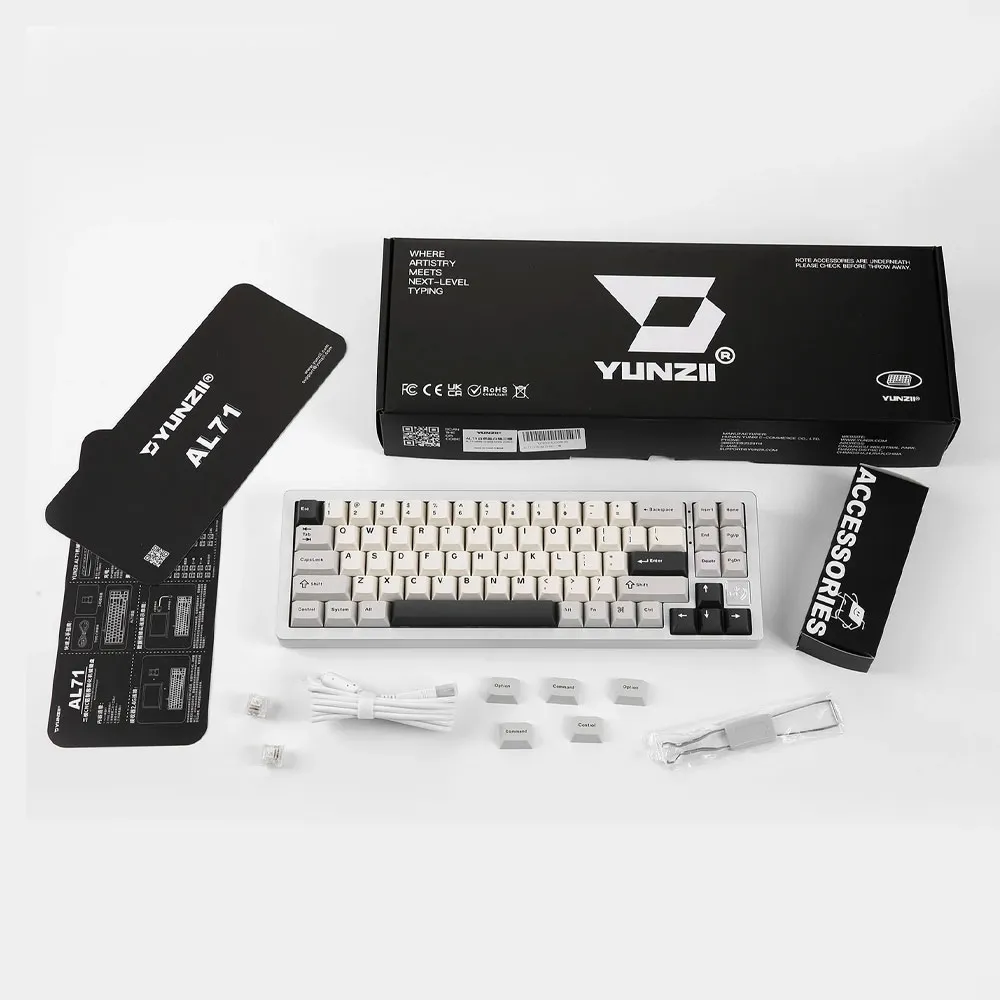 YUNZII AL71 75% Mechanical Keyboard,Full Aluminum CNC,Hot Swappable Gasket,2.4GHz Wireless BT5.0/USB-C Wired,NKRO Programmable RGB Backlight Creamy Typing for Win/Mac