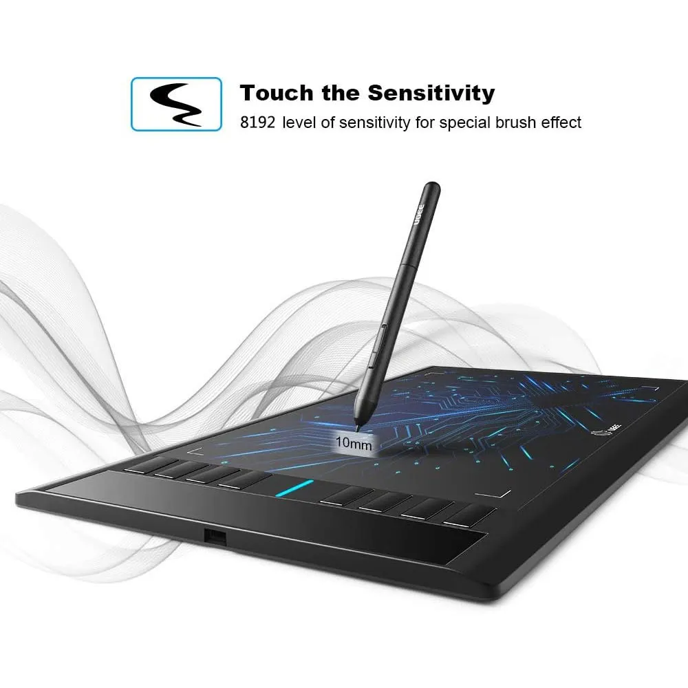 UGEE M708 Drawing Tablet,10 x 6 inch 16K Pressure Level Digital Graphics Tablet,Battery-Free Stylus,8 Hot Keys Compatible with Win,iOS,Android,Prefect