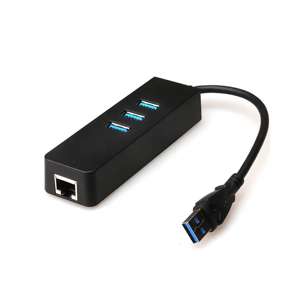 3 Port USB 3.0 Hub With High Speed RJ45 Gigabit Ethernet, Multi-Function Lan Adapter
