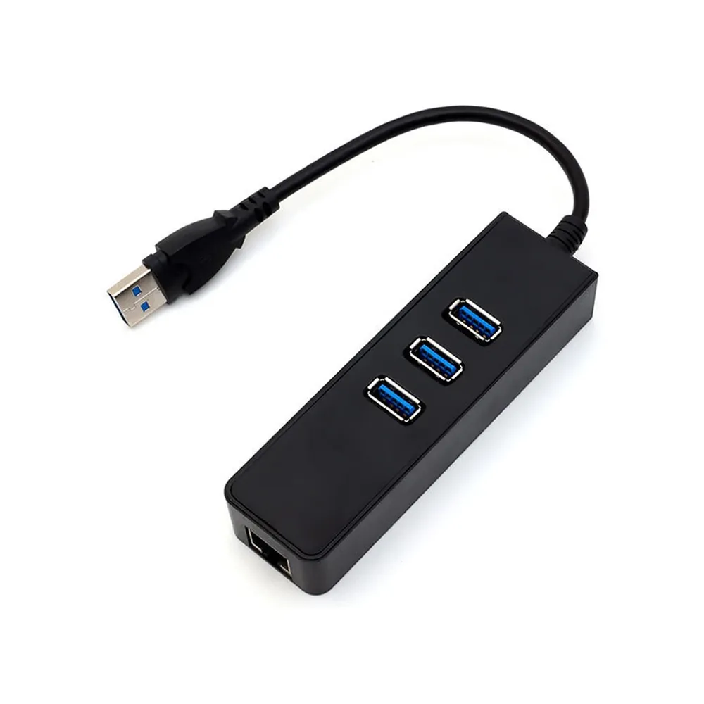 3 Port USB 3.0 Hub With High Speed RJ45 Gigabit Ethernet, Multi-Function Lan Adapter