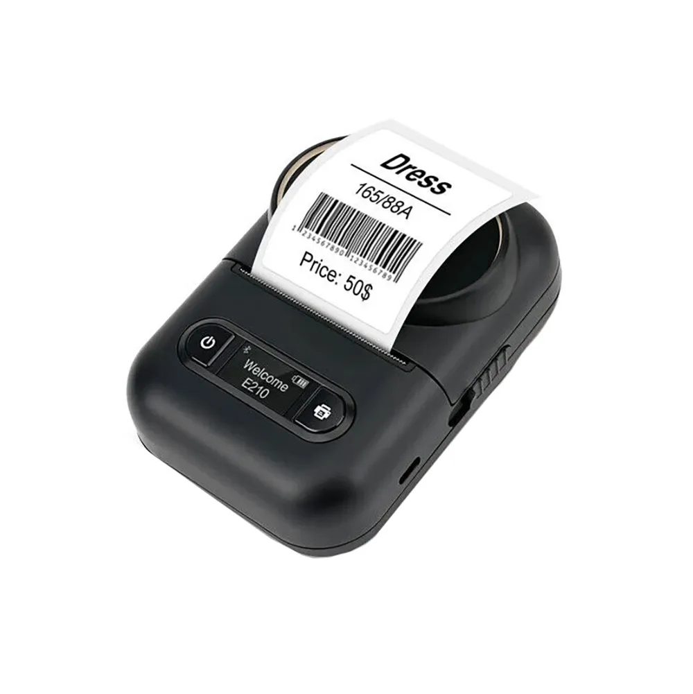 Portable Mini Sticker Printer E210 Wireless Bluetooth Thermal Label Printer Pocket Labeling Machine DIY Self Adhesive Label Printer - Black