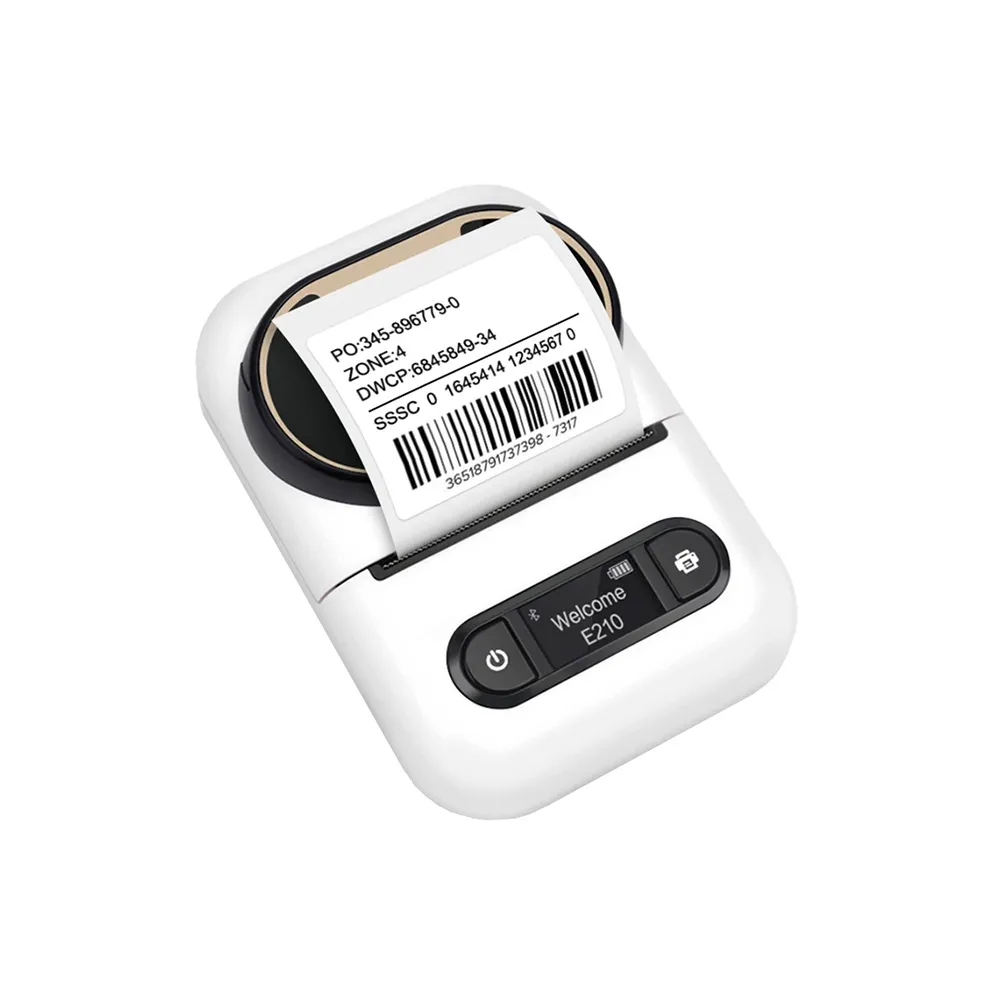 Portable Mini Sticker Printer E210 Wireless Bluetooth Thermal Label Printer Pocket Labeling Machine DIY Self Adhesive Label Printer - White