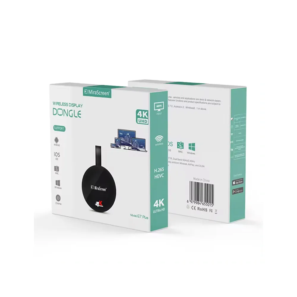 MiraScreen G7 Plus Miracast Dongle for TV 4K Wireless HDMI Display Adapter Streaming Smartphone via Airplay Miracast DLNA