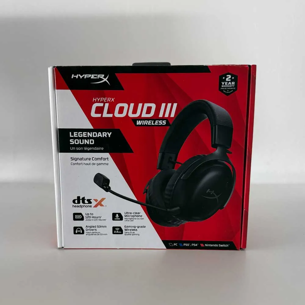 HyperX Cloud III Wireless, Gaming Headset for PC, PS5, PS4, up to 120-hour Battery, 2.4GHz Wireless, 10mm Microphone - Used