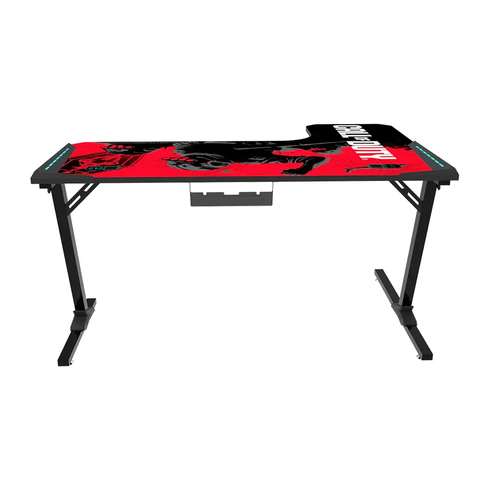 Call Of Duty BLKOPS6-RAPTOR-L RGB Flowing Light Gaming Desk With Full Table Mouse pad, Wireless Charger, USB Splitter, Headphone Hook, Cup Holder