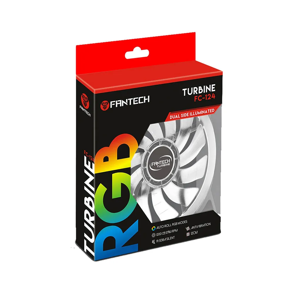 Fantech Turbine FC-124 Dual-Side Silent 120mm Illuminated RGB LED Computer Fan Case