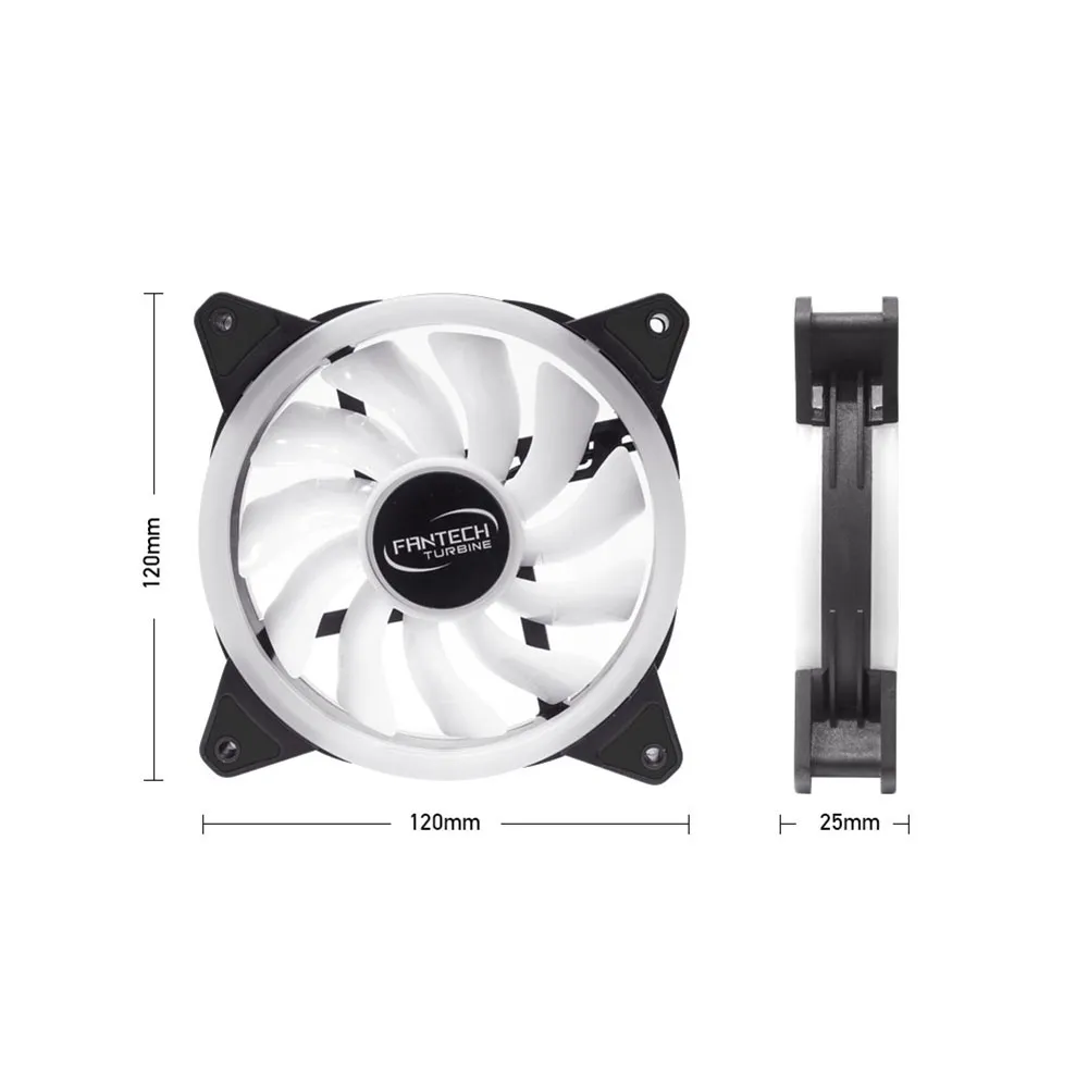 Fantech Turbine FC-124 Dual-Side Silent 120mm Illuminated RGB LED Computer Fan Case