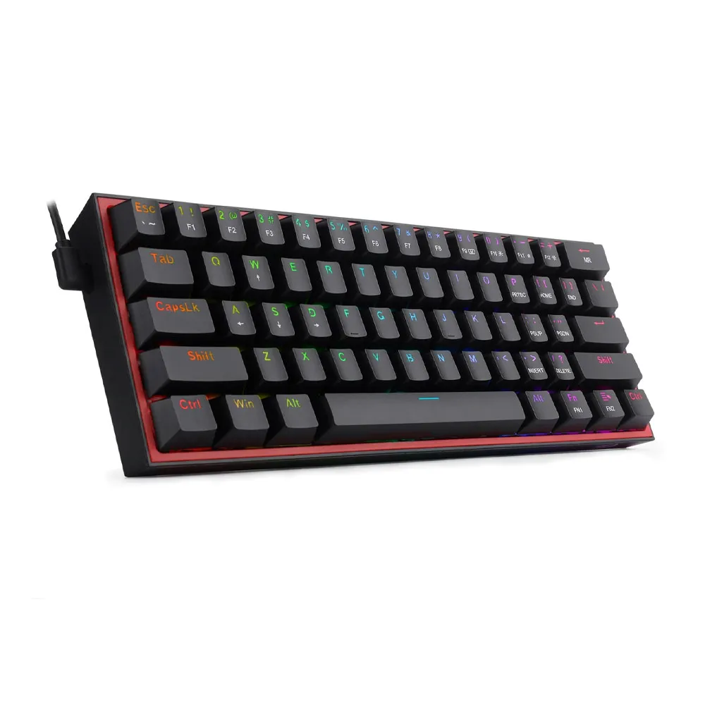 Redragon Fizz K617-RGB 60% Linear RED Switch, Wired Gaming Keyboard, 61 Keys Compact Mechanical Keyboard - Black