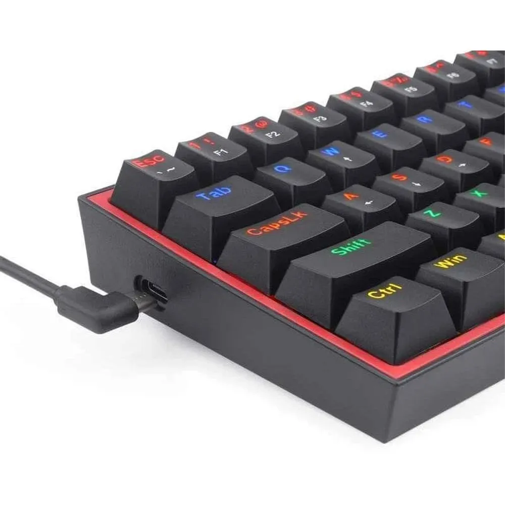 Redragon Fizz K617-RGB 60% Linear RED Switch, Wired Gaming Keyboard, 61 Keys Compact Mechanical Keyboard - Black