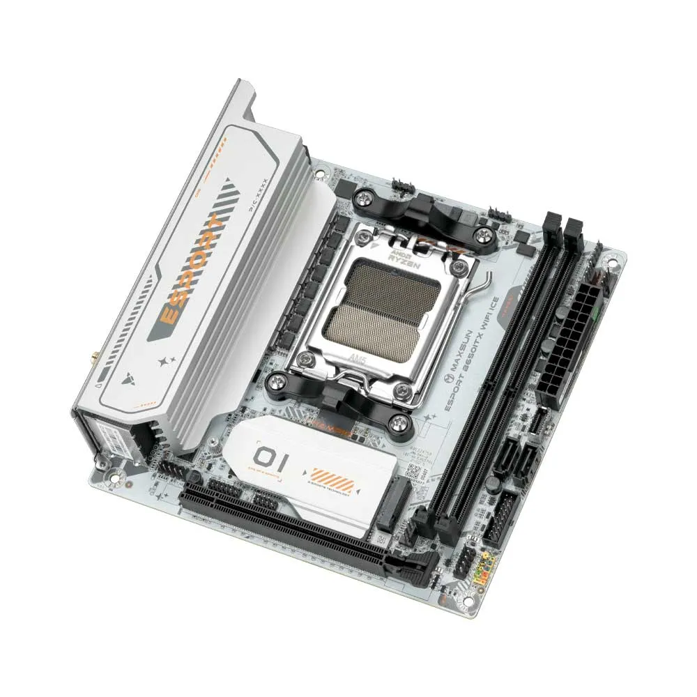 Maxsun eSport B650I WiFi Ice Motherboard, B650 Chipset, AMD AM5, mATX, DDR5 -White