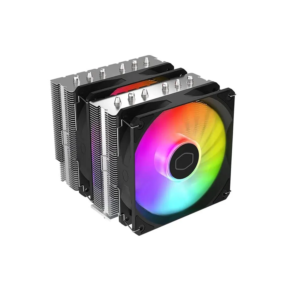 Cooler Master T620S ARGB CPU Cooler, Double Tower 6 Heat Pipe 5V 3PIN ARGB Fan Air-Cooled Radiator - Black