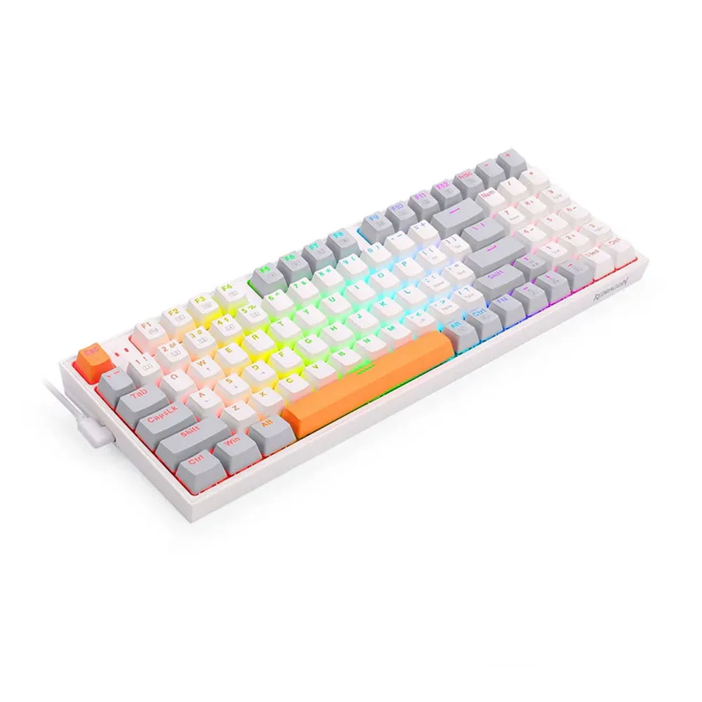 Redragon Kitava K636GWO-RGB V2 Wired Mechanical Gaming Keyboard, 94 Keys, RGB Backlight, Red Switch - White and Grey